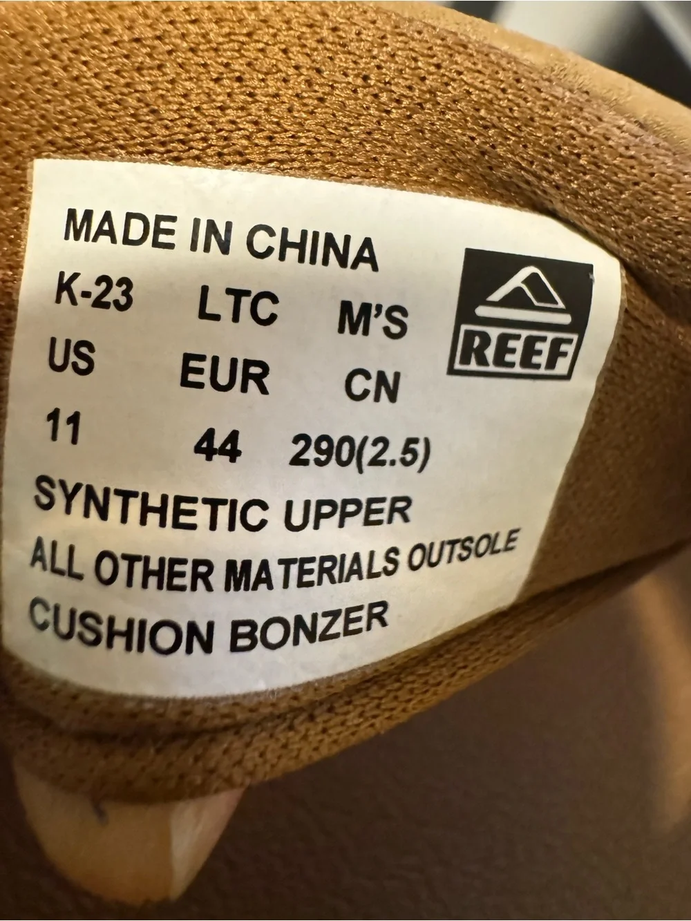 Reef Men's Phantom Cushion Bonzer Sandals Tan Flip Flops Size 11